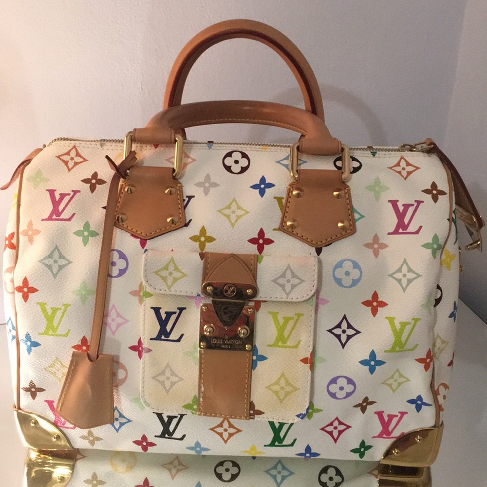 Louis Vuitton multicolor white Speedy 30 bag